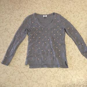Gray Sweater w/rose gold polka dots